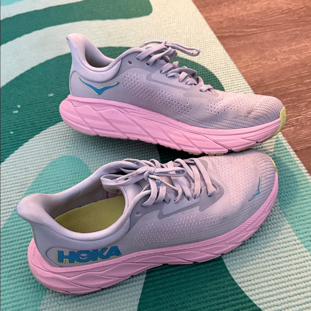 Hoka Athletic Shoes in Gray and Pink